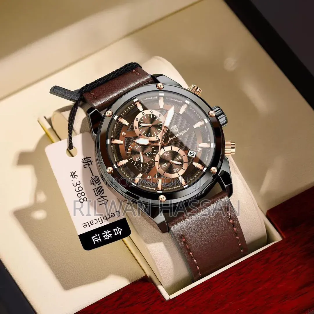 Poedagar 3D Multifunctional Dial Leather Strap