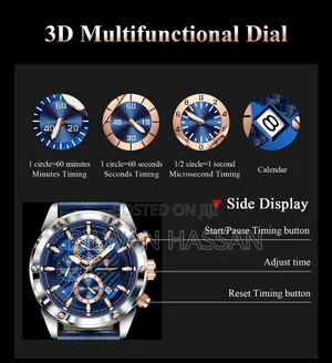 Poedagar 3D Multifunctional Dial Leather Strap