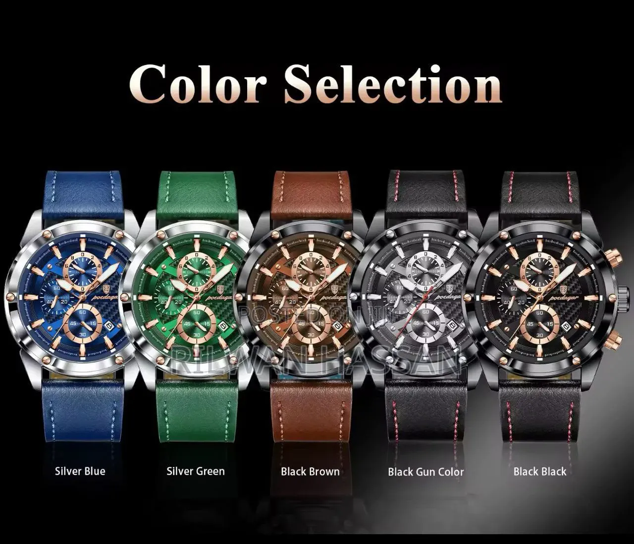 Poedagar 3D Multifunctional Dial Leather Strap