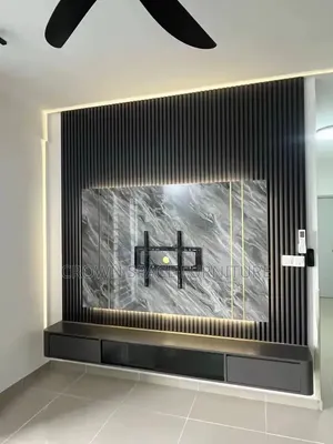 TV Console With Floating Shelves