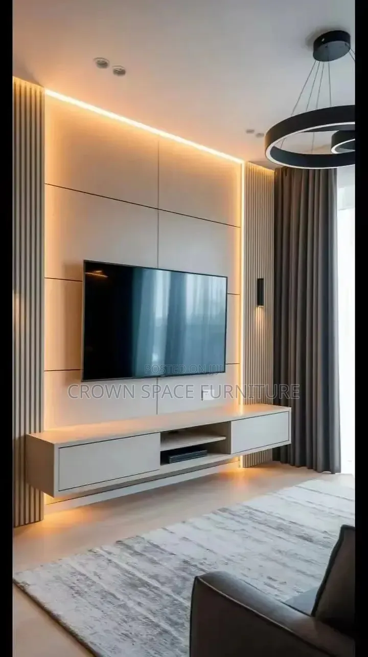 TV Console With Floating Shelves