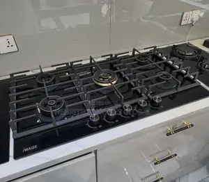 90CM 5-Burner Gas Hob – Copper Trim, Heavy Cast Pan Support