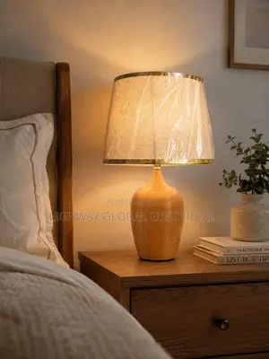 Retro Pleated Wood Imitation Contemporary Bed Side Light