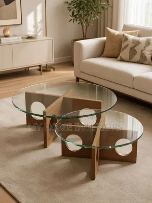 Brown Leg Glasstop Center Table