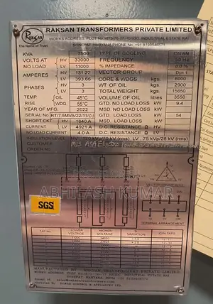 7.5 MVA, 33/11 kV Power Transformer