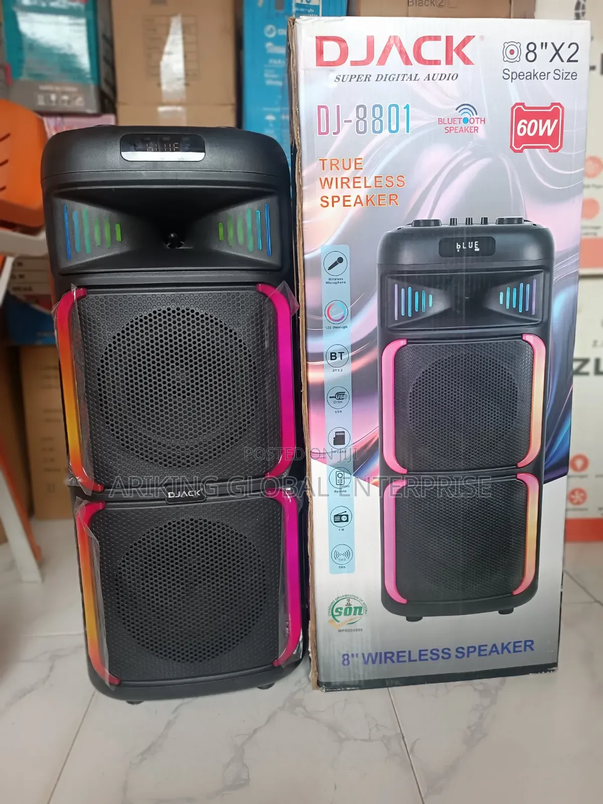  DJACK 8” True Wireless Bluetooth Speaker With LED Light