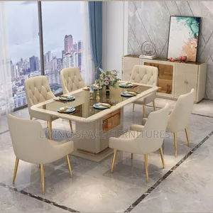 Contemporary Glass Top Dining Set by 6-Seaters