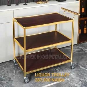 Luxury Gold Beverage Service Trolley . Restaurant Hotel Apartment