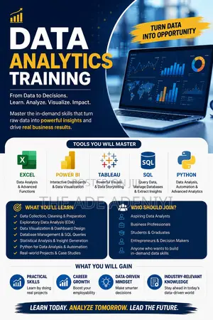 Data Analytics Training With Excel, Power BI, Tableau, SQL Python