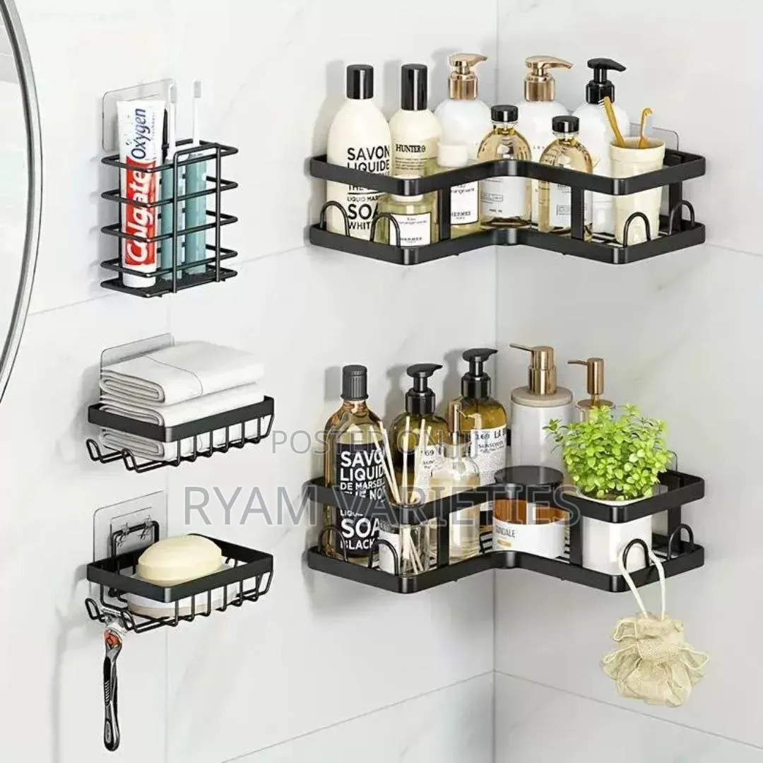 5pcs Multipurpose Modern Adhesive Wall Mount Conner Caddy