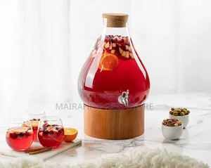 6L and 8L Glass Juice Dispenser With Wooden Stand T2m