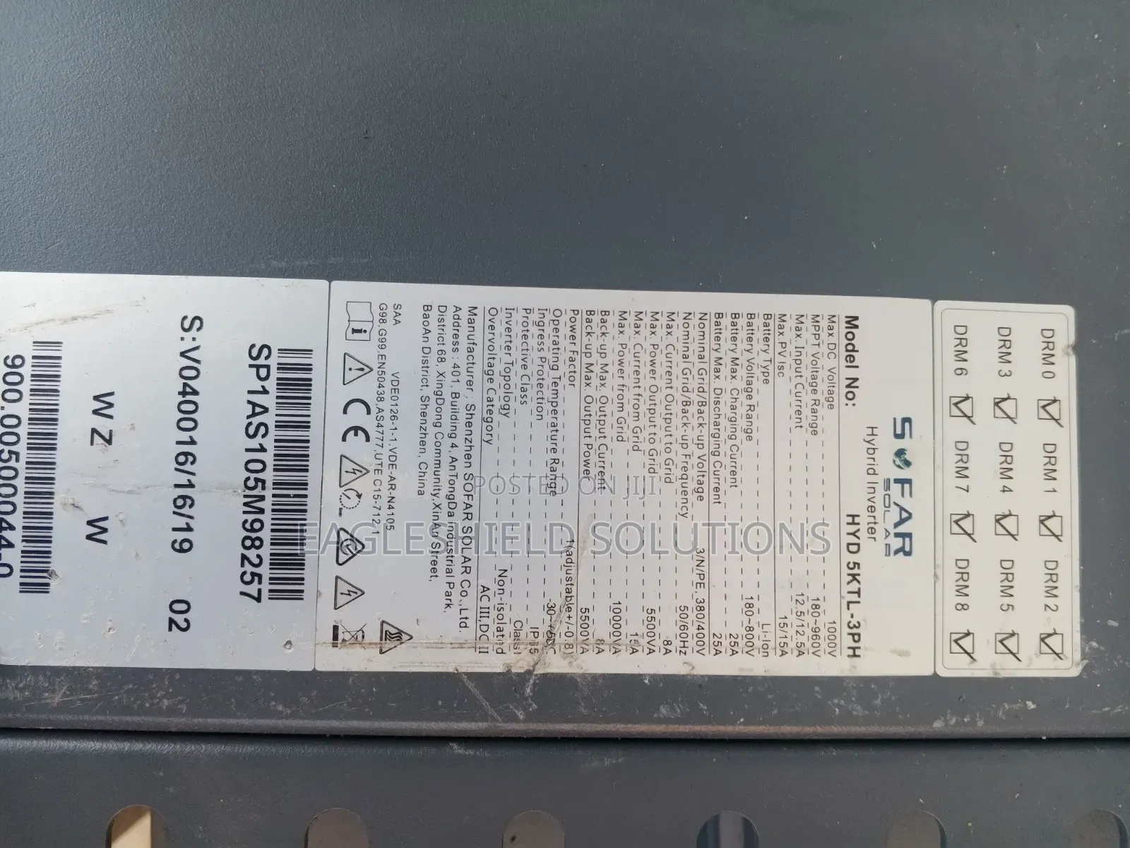 Sofar Hyd 5ktl-3phase Hybrid Inverter
