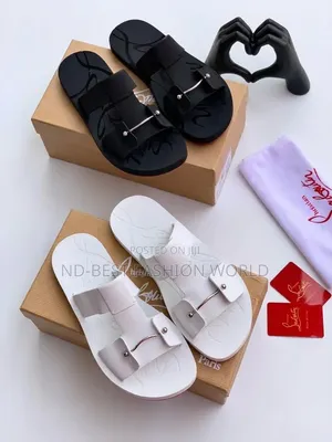 Black and White Leather Slippers