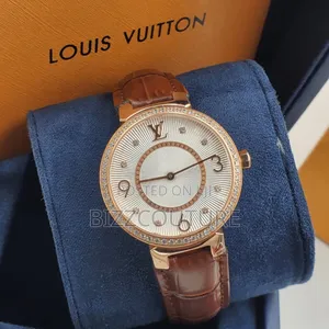 Original Louis Vuitton Men's Leather Watch 100% Authentic Guaranteed