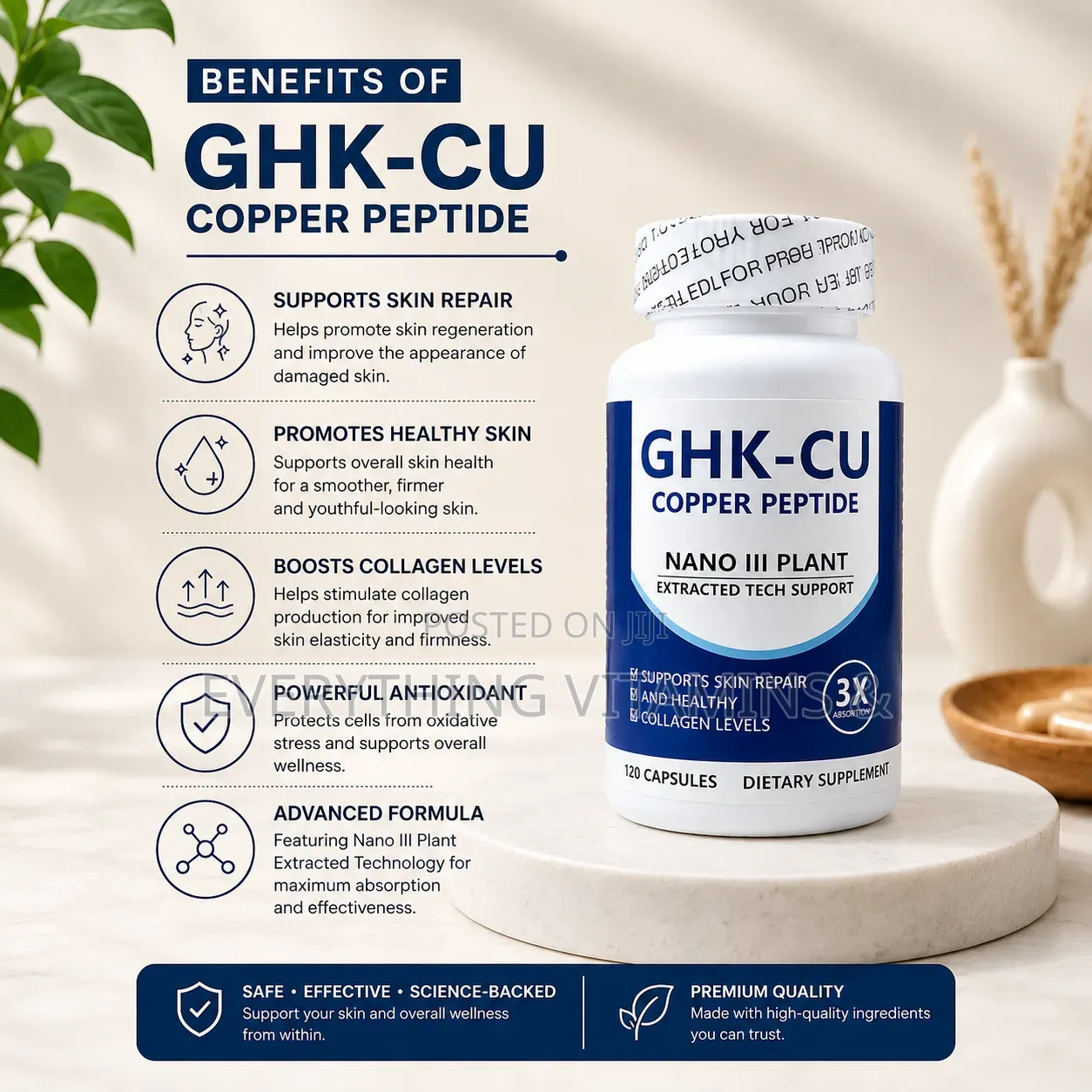 GHK-Cu Copper Peptide Dietary Supplement (120 Capsules)