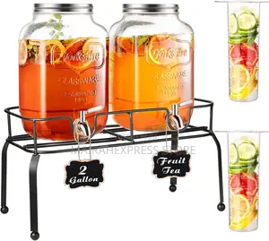 2pcs Glass Juice Dispenser With Stand (8L 16L)