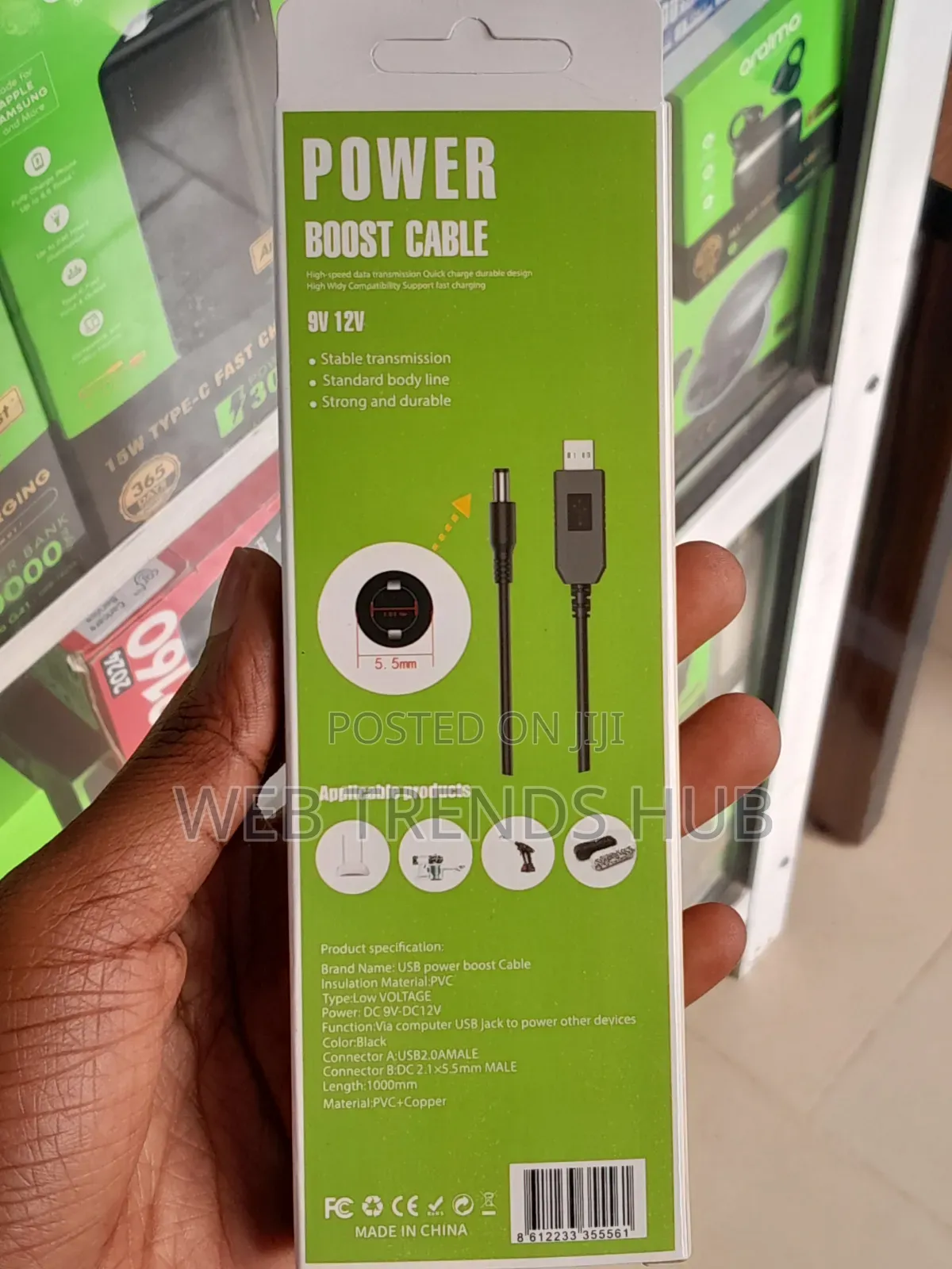 Power Boost USB-A to DC 5.5mm Router Power Cable 9V / 12V 1A Output