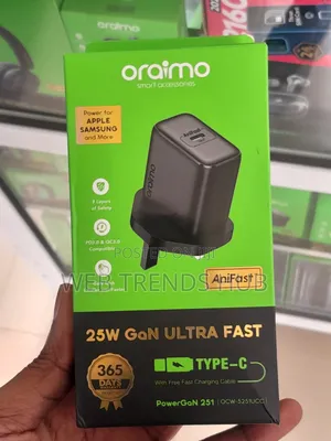 Oraimo PowerGaN 251 25W Ultra Fast Charger +Type-C Cable (OCW-5251UCC)