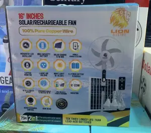 Lion Electric 16-Inch Solar/Rechargeable Standing Fan