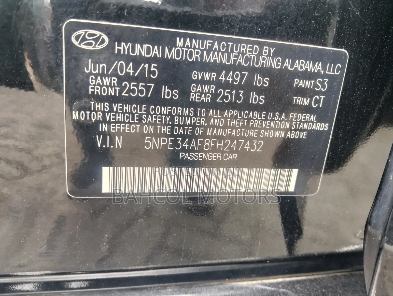 Hyundai Sonata 2015 Black