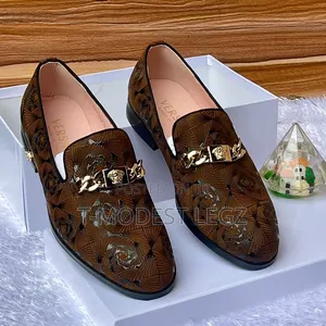 Men's Luxury Versace Designer Chain-Link Pattern Loafers