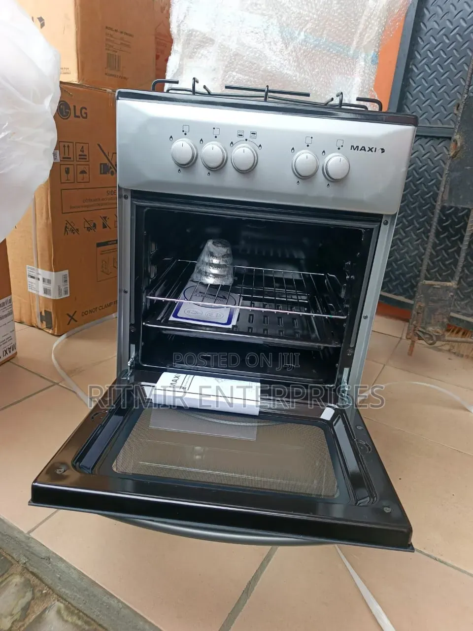 Maxi Basic Black, 4 Gas Burners, Black Grey Colour,oven Burner