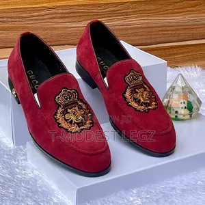 Vibrant Colorways Men's Luxury Crown Embroided Studded Velvet Loafer