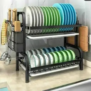 Premium 2-Layer Standing Stainless Steel Plate Rack Dish Drainer