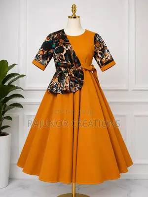 Girls Burnt Orange Flare Dress -8years