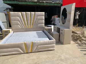 6by6 Cream Coloured Padded Bed Stand