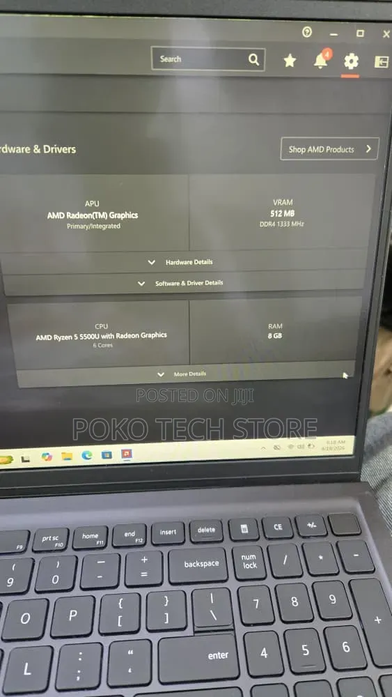 Laptop Dell 8GB AMD Ryzen 5 SSD 256GB