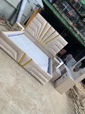 Luxury Cream Coloured 6by6 Set of Padded Bed.