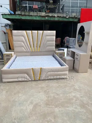 Luxury Cream Coloured 6by6 Set of Padded Bed.
