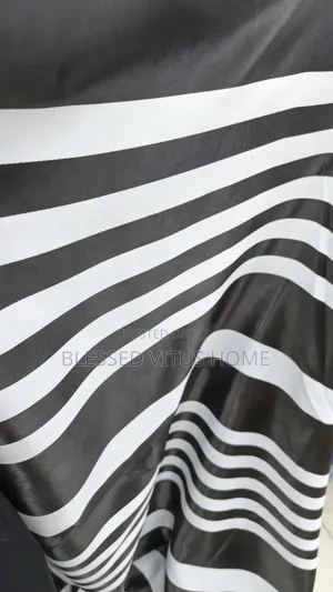 Premium Black White Striped Curtain