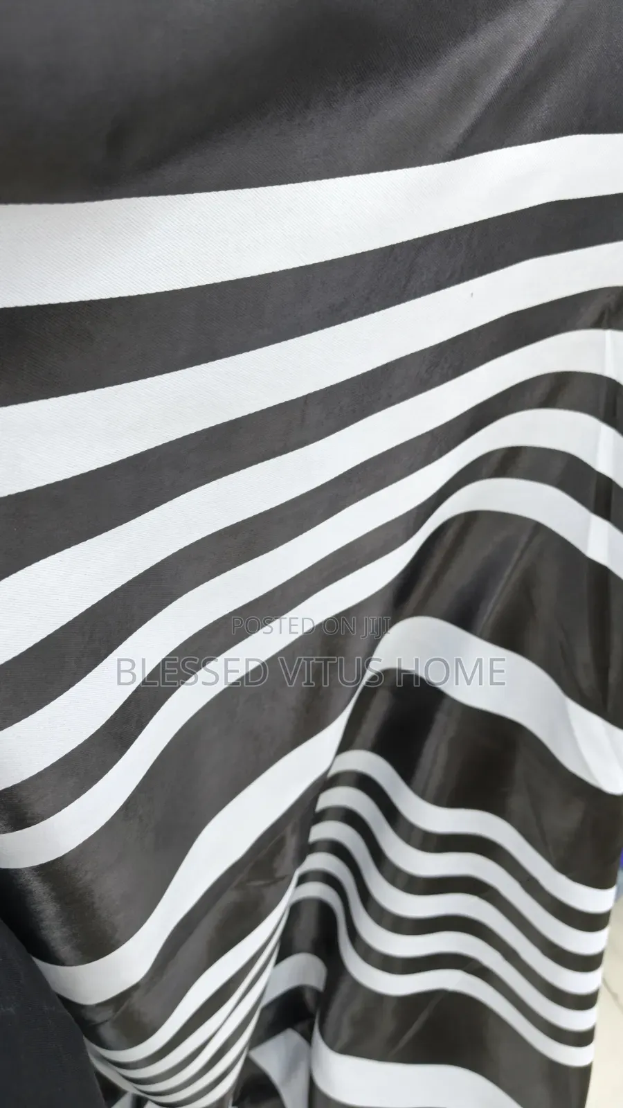 Premium Black White Striped Curtain