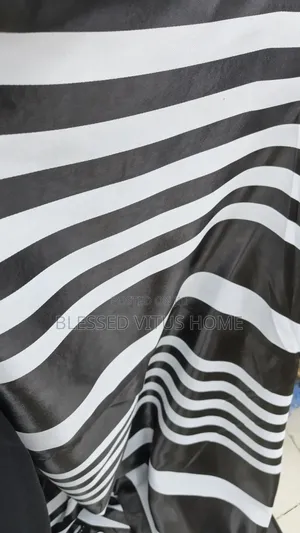 Premium Black White Striped Curtain