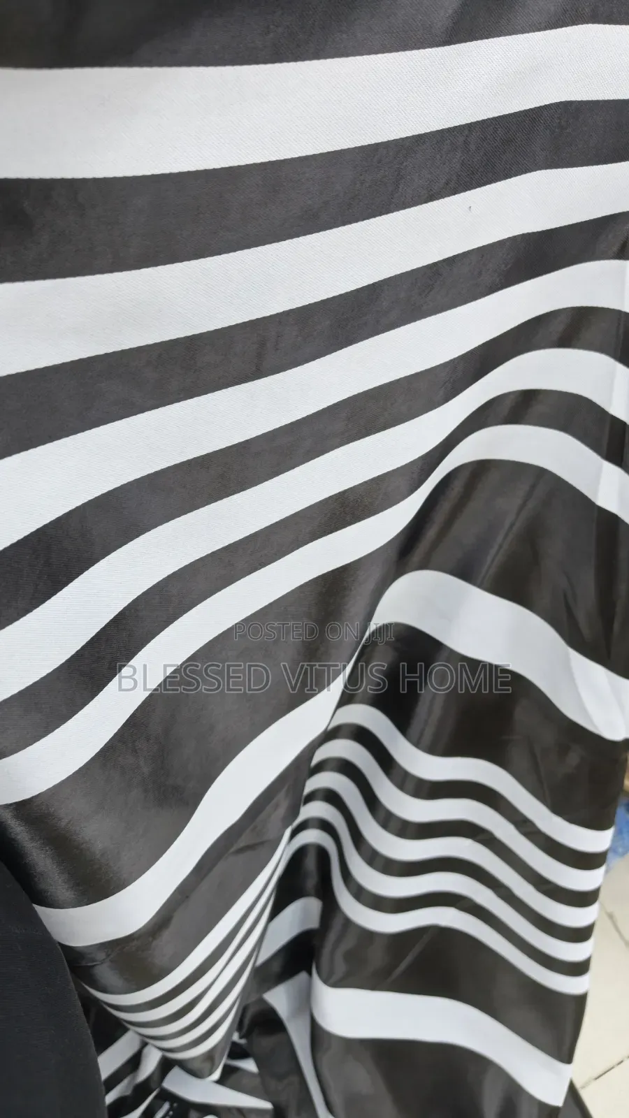 Premium Black White Striped Curtain
