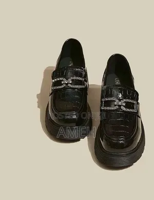 Brand New Black Patent School Shoes With Gold