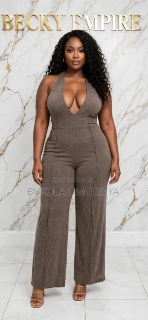 Halter Deep v Wide Leg Jumpsuit