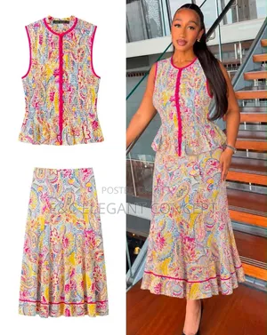 New  Luxe Zara Print Hallow Skirt Set