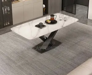 Luxury Dark Gray Marble-Top Dining Table