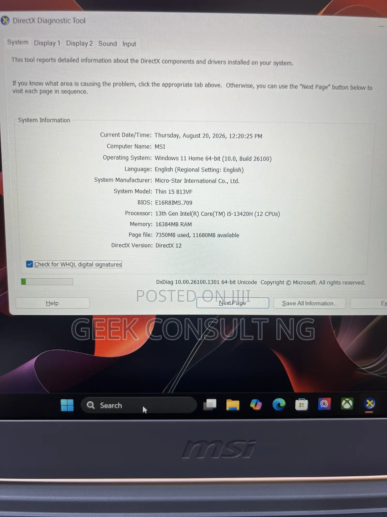 Laptop MSI Katana 15 16GB Intel Core i5 SSD 512GB