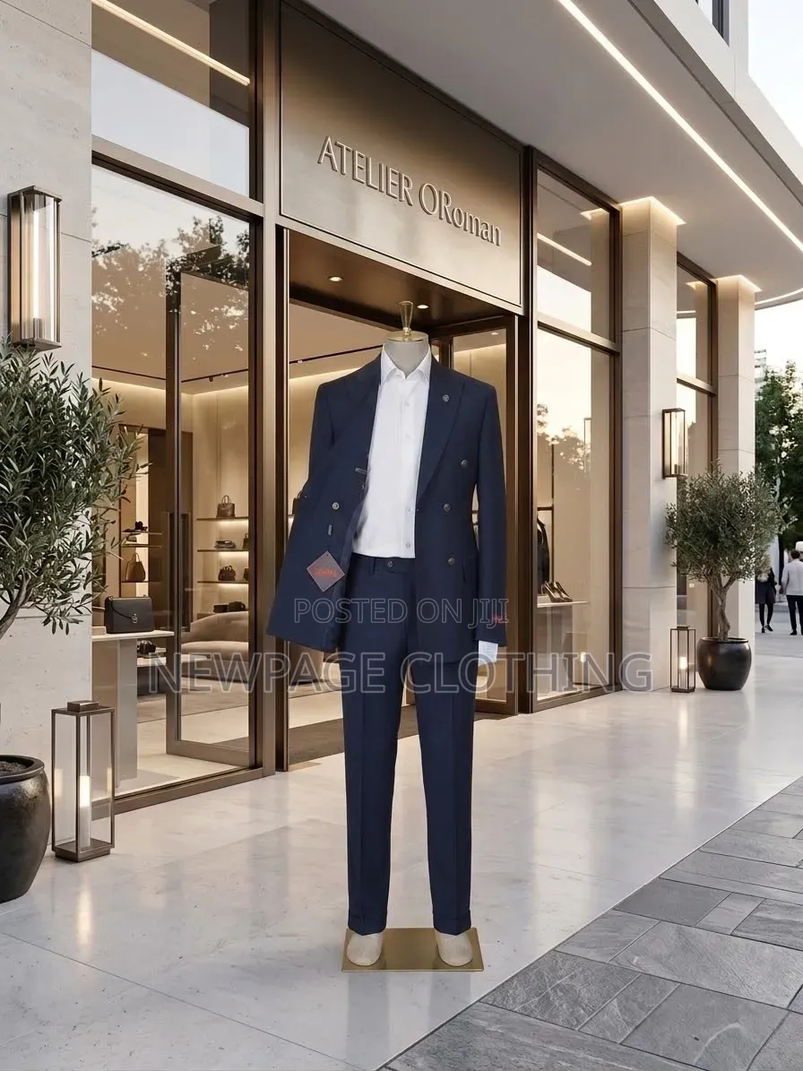 Wedding-Ready Double-Breasted Blazer – Navy Blue