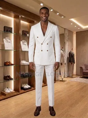 Make Your Wedding Special With This White Double-Breasted Blazer