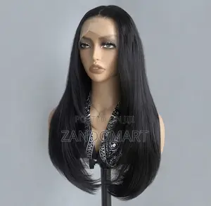 Long Sleek Straight Lace Front Wig (Natural Black)