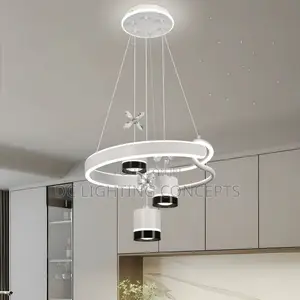 Modern Contemporary Tri-Color Adjustable Height Pendant Light.