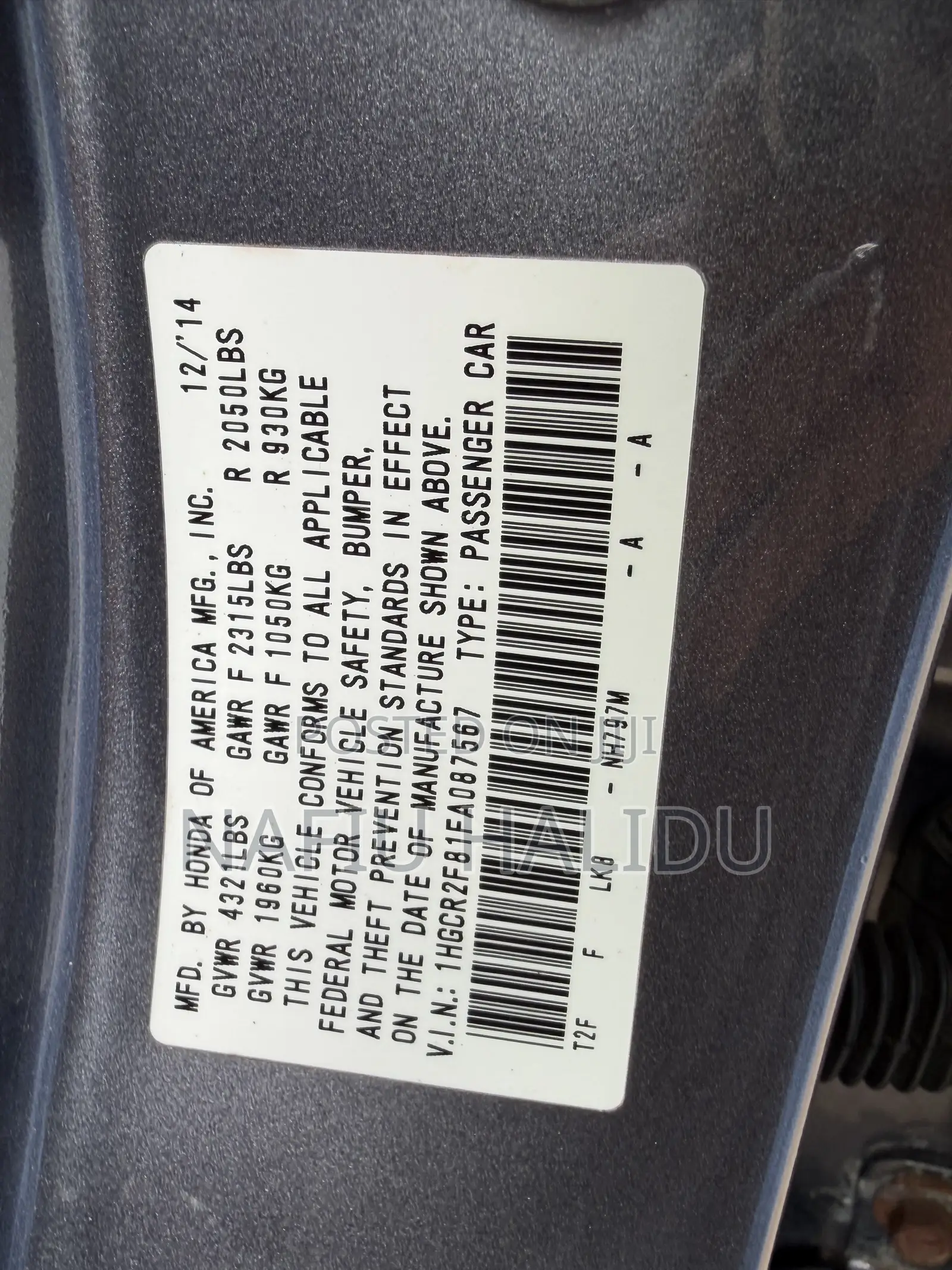 Honda Accord 2014 Silver
