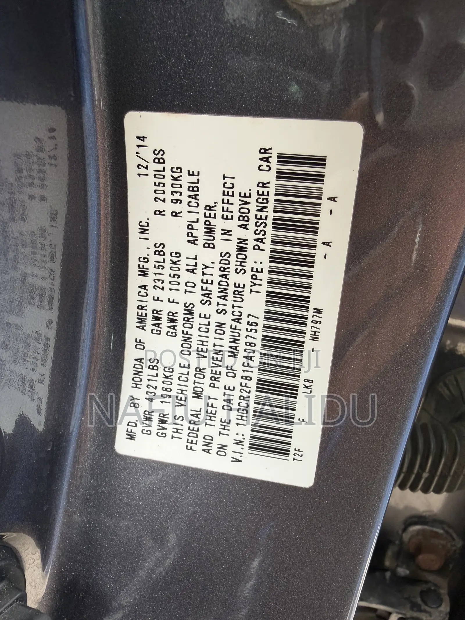Honda Accord 2014 Silver
