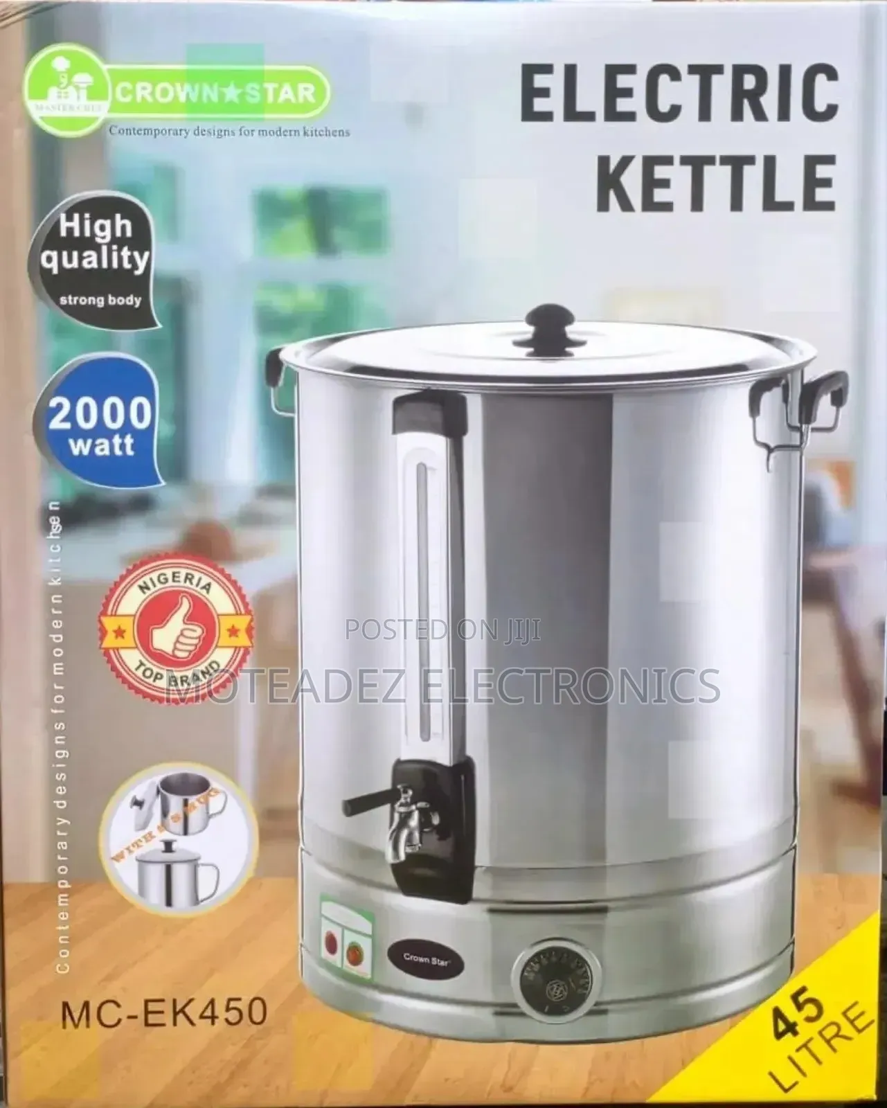 Master Chef 45l (2000w) Large Electric Kettle With Dispenser