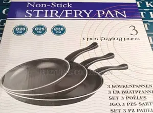 3-Piece Non-Stick Frying Pan Set (20cm, 25cm 30cm) - Black